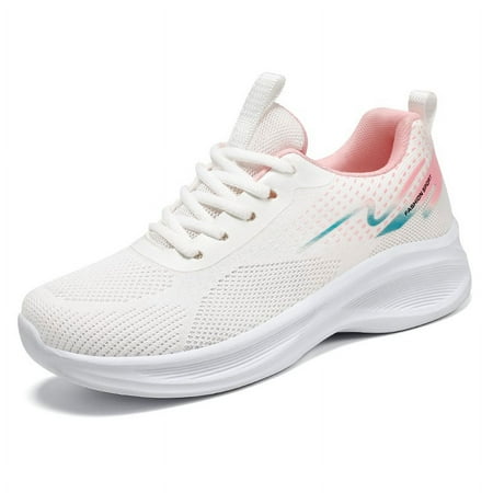 XDDST Womens Flats Comfortable Dressy Women s Spring Running Shoes with Soft Sole Comfortable and Breathable Mesh Athletic Shoes for Women White