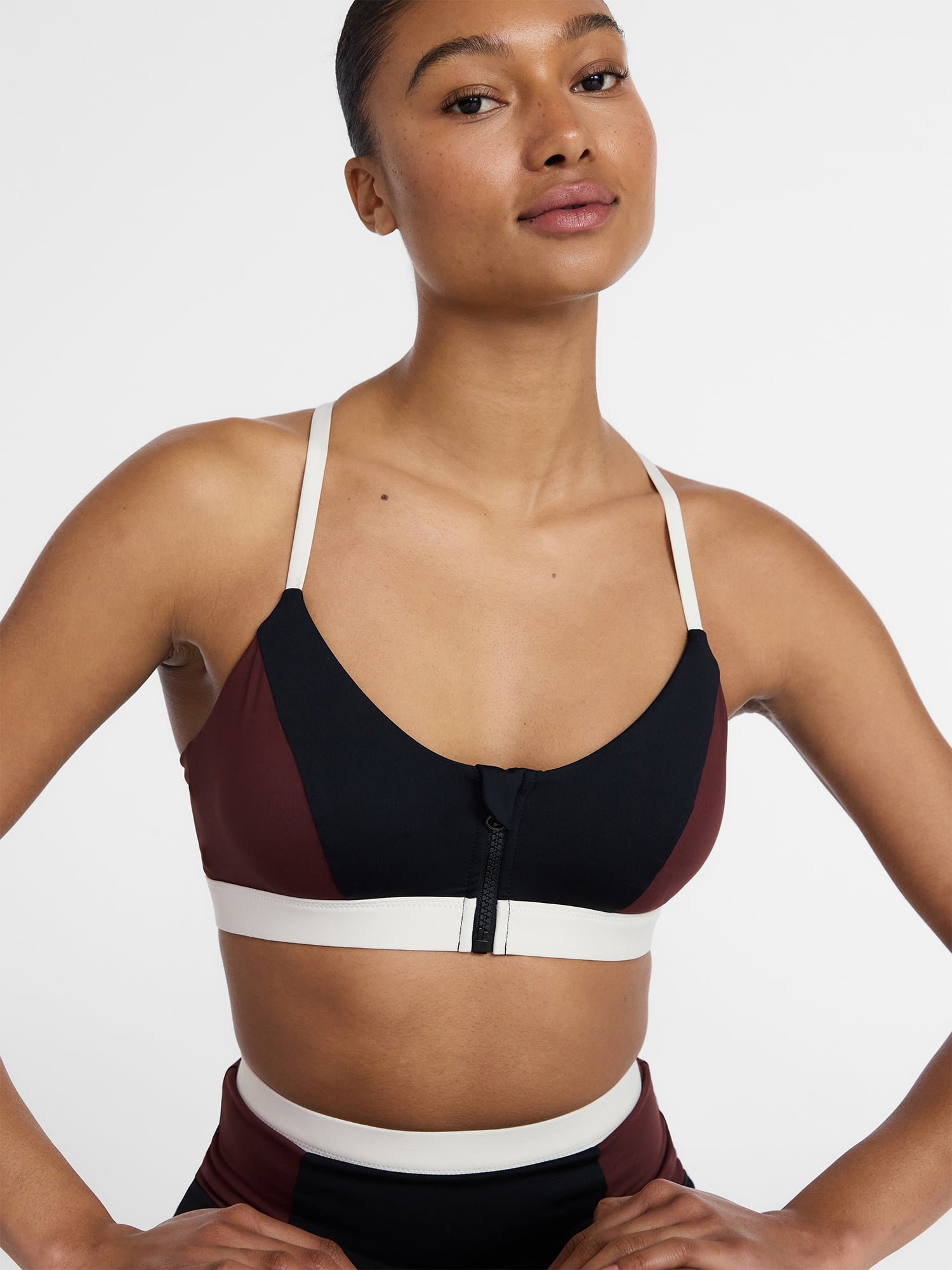 Ozark Trail Women's Zip Front Swim Top, Sizes XS-1X