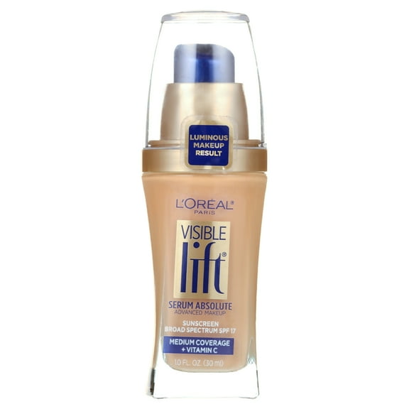 L'Oreal Paris Visible Lift Serum Absolute Foundation Makeup, 144 Light Ivory, 1 fl oz