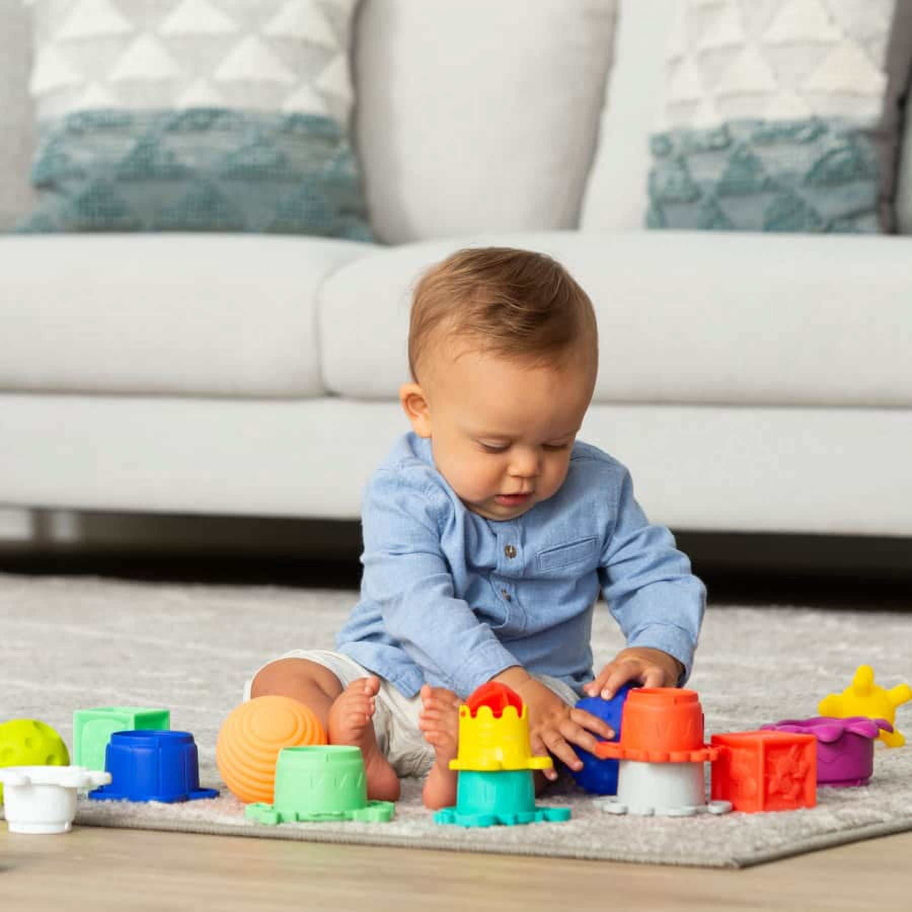 Infantino Sensory Balls, Blocks & Cups Activity Set for Babies, 6-12 Months, Multicolor, 16-Piece Set