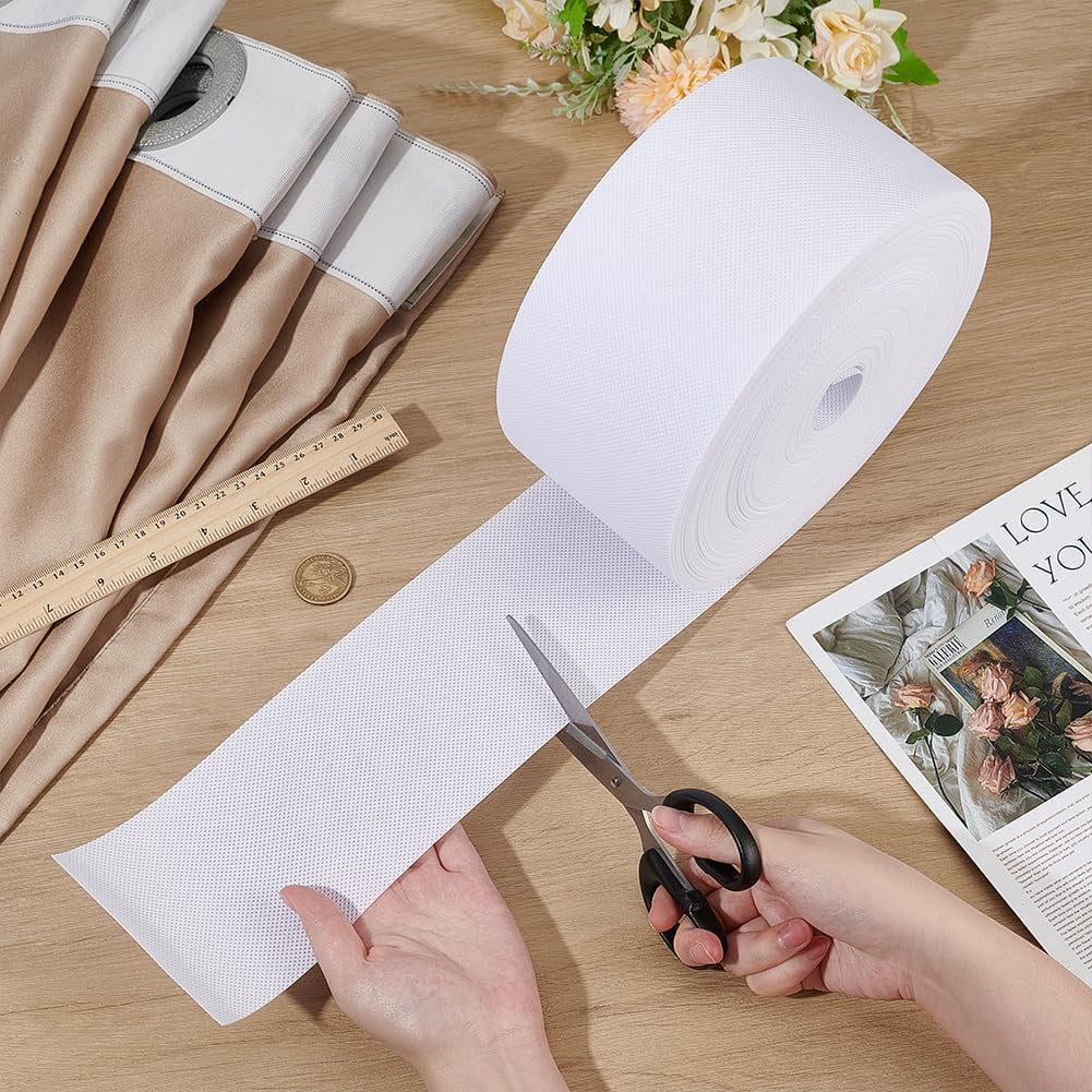 55 Yards White Curtain Tape 4 Inch Wide Non Woven Cloth Sew-in Curtain Heading Tape