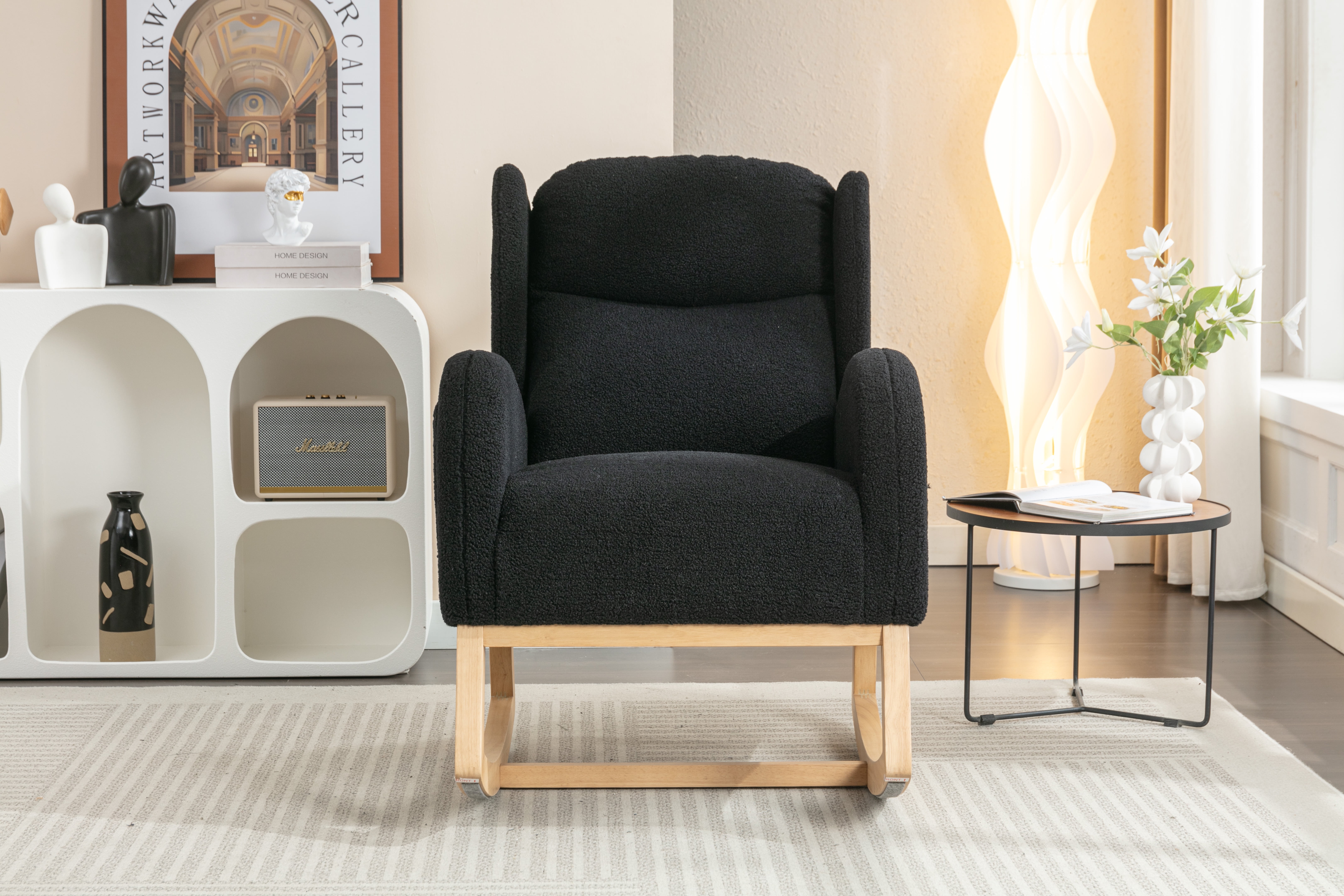 New Nursery Rocking Chair with Solid Wood Legs, Glider Chair for Nursery Rocker Armchair for Living Room Bedroom