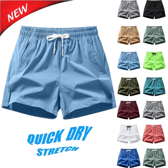 Tqyyweavej Plus Size Athletic Shorts for Men Pull-On Drawstring Summer Shorts Elastic Rise Wide Leg Solid Color Gym Shorts with Pockets