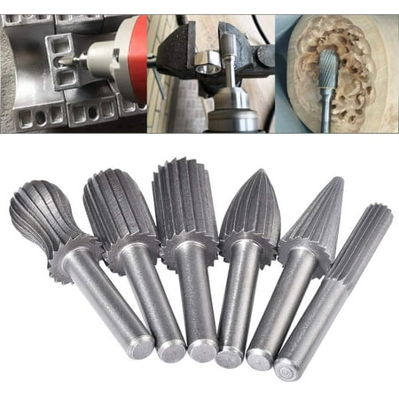 

6-Pack 6Mm Double Cut Tungsten Rotary Burs Tungsten Shank Filing / Engraving / Grinding Bits For Rotary Tools