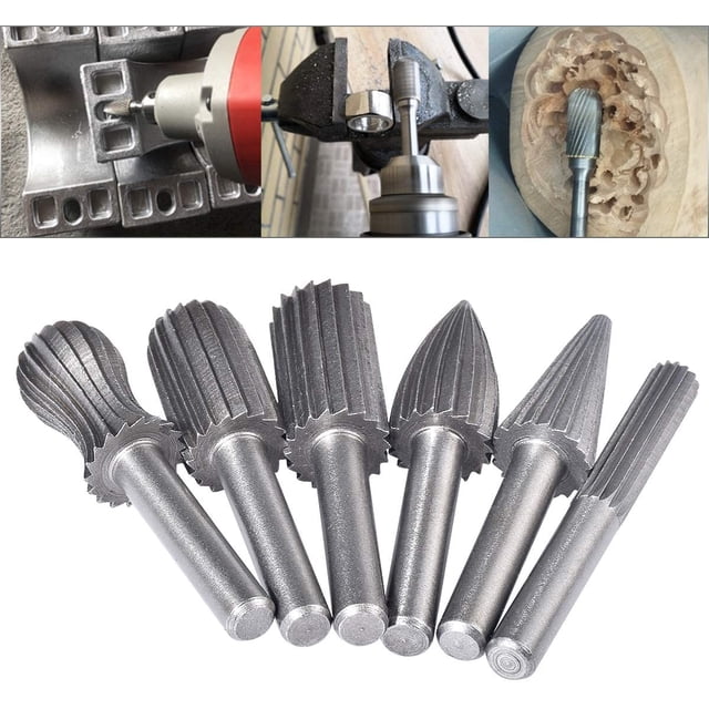 6 Pieces Tungsten Carbide Cutting Burr Double Cut Rotary Burr Set