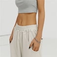 thumbnail image 3 of Pantalones de chándal de cintura alta para mujer, Pantalón recto, holgado, con bolsillo y cintura elástica, informal, de pierna ancha, 3 of 4