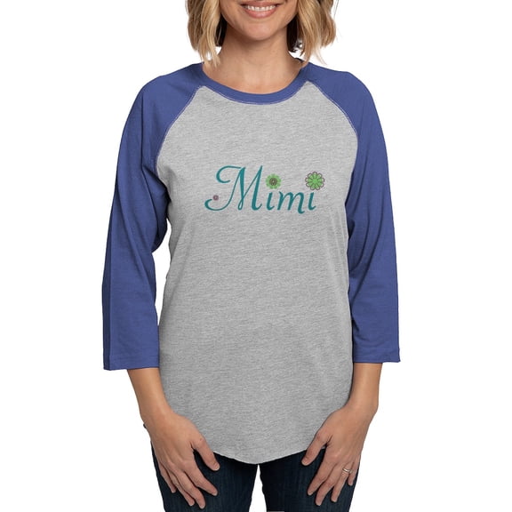 CafePress - Mimi Green Flowers Long Sleeve T Shirt - Womens Baseball Tee