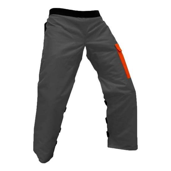 FORESTER Chainsaw Chaps for Men - Adjustable Belt - Chain Saw Chaps for Men, Apron Style W/Pocket, Chainsaw Safety Equipment (Grey/Orange, 37")