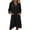01 Black, variant on Women's Summer Button Front Linen Midi Dress, 3/4 Sleeve Loose V Neck Bohemian Vacation Beach Dresses with Pockets