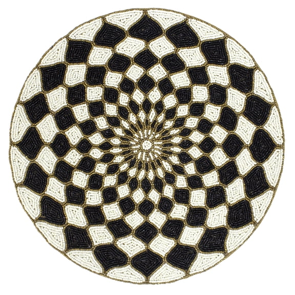 Fennco Styles Handmade Glass Beaded 15-inch Round Elegant Placemat - 1-Piece