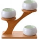 thumbnail image 1 of Macetas de cerámica para suculentas con soporte de bambú, 1 of 3
