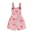 thumbnail image 2 of Musuos Kids Girl Pink Denim Overalls 6Months - 6Years Summer Flamingo Print Jean Jumpsuit for Toddler Casual Bottoms, 2 of 10