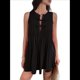 thumbnail image 3 of Vestido Mini de Verano para Mujer, con Lazo Frontal, Sin Mangas, Plisado, Informal, Holgado, Estilo Babydoll, Color Negro, Talla S, 3 of 10