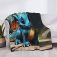 thumbnail image 3 of Uemuo Adorable Blue Baby Dragon Printed Throw Blanket for Couch, Fluffy Fuzzy Blankets for Bed, Sofa, Cozy Flannel Faux Fur Blanket-50"x40", 3 of 6