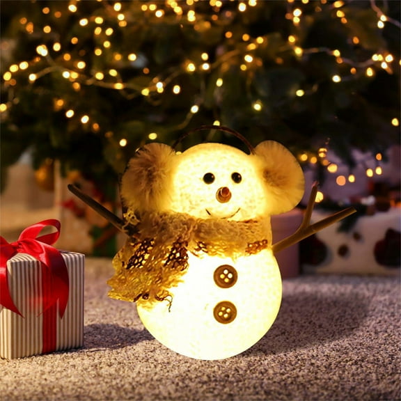 Christmas Table Decorations, Snowman with Warm White LED Lights, Xmas Table Top Snowmen Decor for Winter Home Kitchen Mantle Room Office Holiday Party