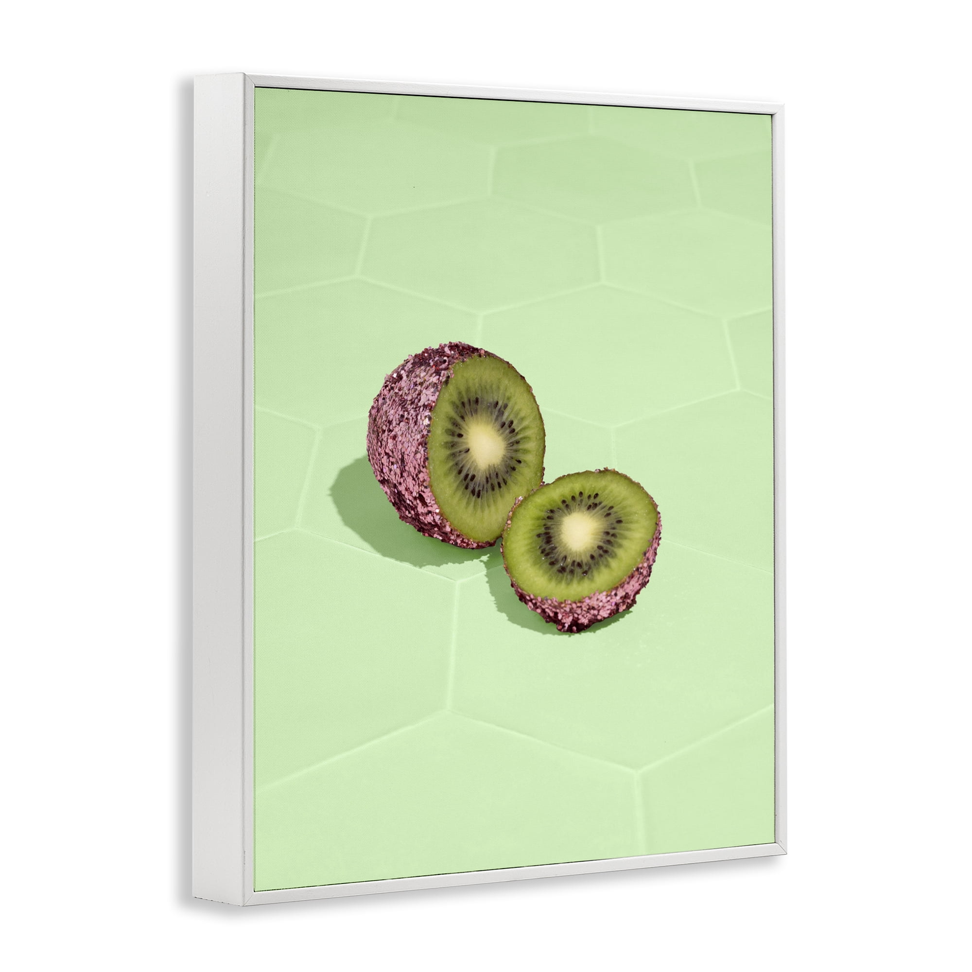 Stupell Industries Green Glimmer Kiwi White Framed Giclee Art, design by LISH Creative