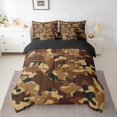 thumbnail image 2 of Manfei Abstract Camouflage Bedding Comforter Set 7pcs, Brown Camo Full Bedding Set, Military Patriotic Theme Fitted Sheet Flat Sheet, Ultra Soft Home Decor, 2 of 8