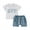 Blue, variant on Bagilaanoe 2pcs Toddler Baby Boy Shorts Set Short Sleeve Letter Print T Shirt Tops + Shorts 6M 12M 18M 24M 3T Kids Casual Summer Clothes
