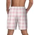thumbnail image 3 of Sigee Pink Checkboard Print Mens Swim Trunks with Compression Liner Quick Dry Swim Stretch Beach Shorts with Pockets,S-3XL, 3 of 7