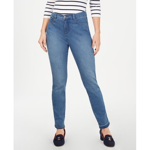 Charter Club Tummy Control Frayed Cuff Skinny Jeans Northward Wash 4