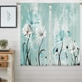 thumbnail image 4 of Teal Farmhouse Flower Curtains, Blue Floral Daisy Window Curtains 42x63 Inch for Bedroom Living Room, Rustic Country Vintage Turquoise Window Drapes Treatment Fabric Rod Pocket (2 Panels, 4 of 6