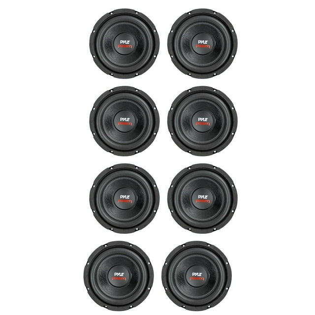 Pyle PLPW8D 8 Pouces 800W Audio de Voiture Subwoofer Sub Power Woofer 4 Ohm Noir (8 Pack)