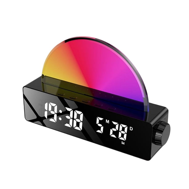 Reloj despertador digital, pantalla grande, medidor de temperatura interior, calendario ajustable Negro