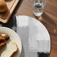 thumbnail image 3 of Black Grey Round 15 Inch Placemats Set of 6, Abstract Geometric Color Block Oil Painting HeatResistant Non Slip Place Mats for Dining Table, Wipeable Braided Kitchen Table Mats for Housewarming, 3 of 9