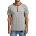 thumbnail image 5 of JWD Classic henley style Three button henley closure, Mens Henley Short Sleeve T-Shirt Cotton Casual Shirt Mens ShirtsSummer Daily T-Shirts Light Gray L, 5 of 5