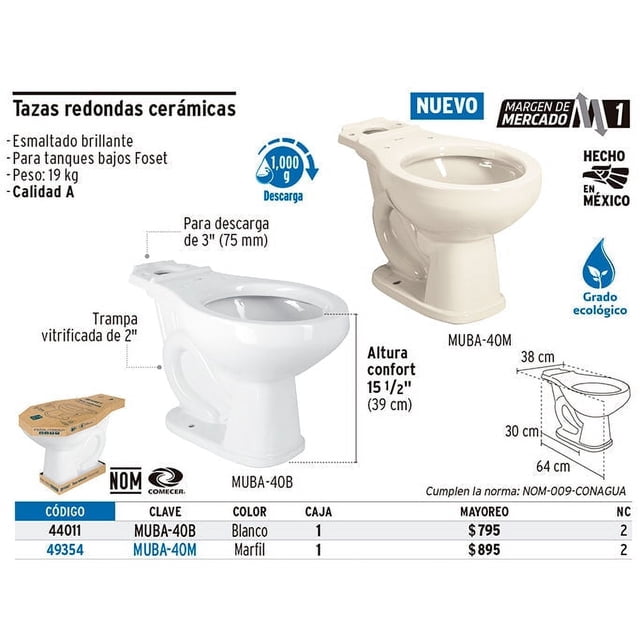 Taza redonda cerámica, blanca, Foset Foset MUBA-40B