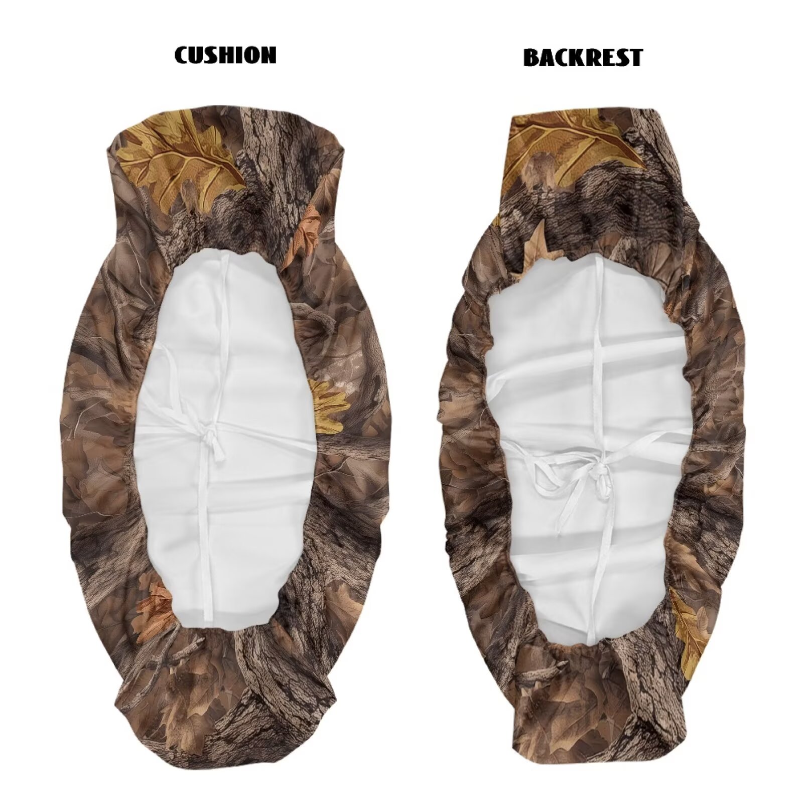 Yuyamidu 2 PCS UTV Seat Cover Set Camo Hunting UTV Front Seat Covers Compatible with Kawasaki Mule 300 3010 3020 4000 4010 2001-2023 2025 Brown Wood Seats Cover for Mule Accessory Parts