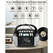 Jazmm Portable Boombox CD Player, CD Cassette Player Combo, AM/FM Radio, Tape Recording, LCD Display