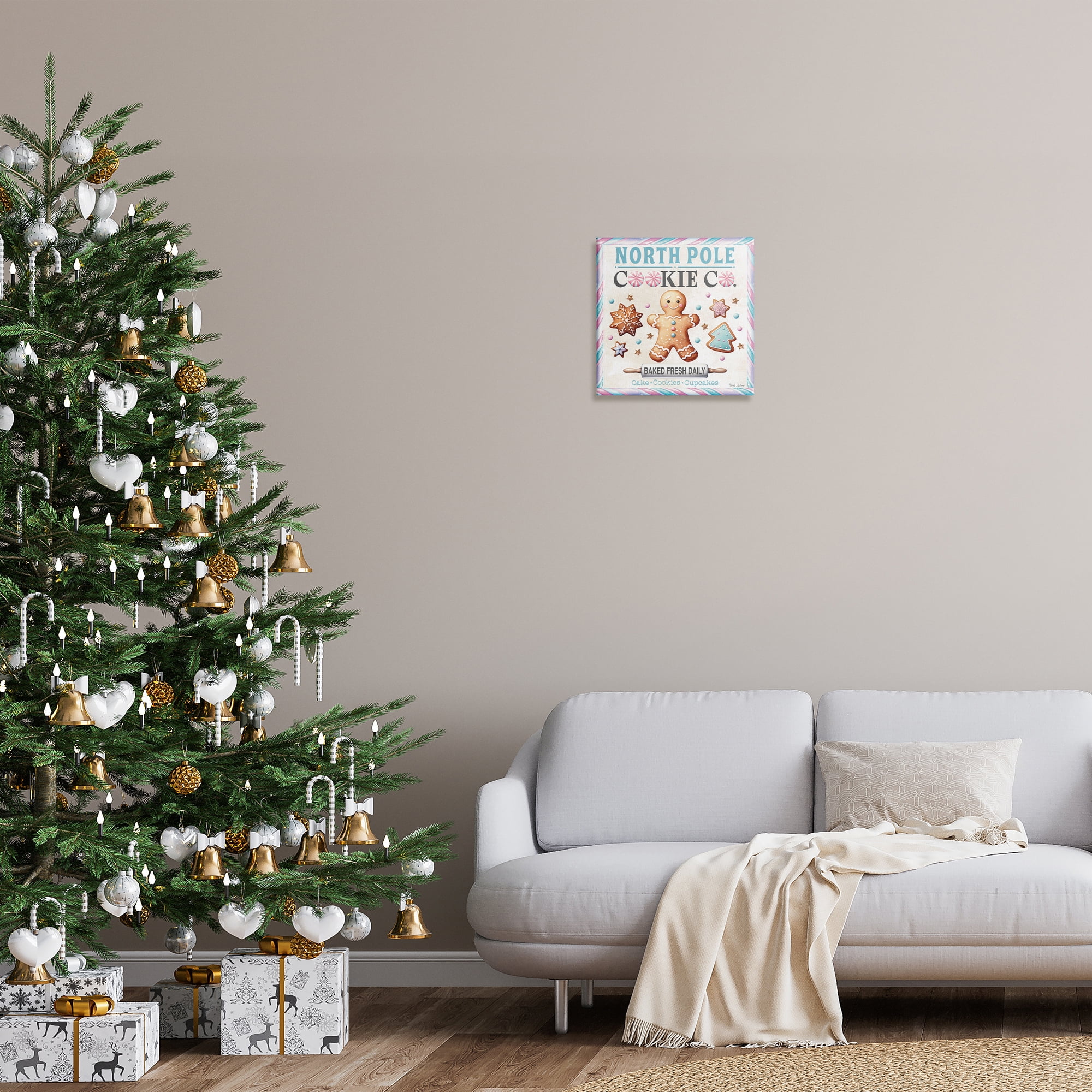 Stupell Industries Gingerbread Cookie Co Holiday Painting Gallery Wrapped Canvas Art Prints Wall Art, 17 x 17