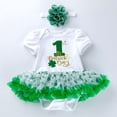 thumbnail image 2 of Coerni Baby Girl My 1st St Patricks Day Outfit Toddler Short Sleeve Ruffle Tutu Romper Dress Headband 2Pcs Clothes Set, 2 of 7