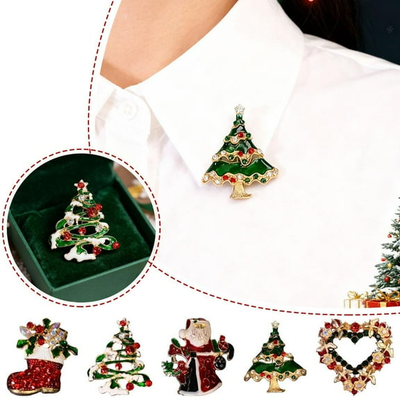 5pcs Christmas Metal Brooch Xmas Pin Badge for Backpack Clothes Brooches Badges Decorations Ornaments Christmas Man Woman Jewelry
