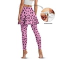thumbnail image 3 of SCRAWLGOD Pink Leopard Print Women's Trendy Skirted Leggings with Pocket Comfy Washable Tennis Yoga Clothing Non See-Through High Waist Sporty Skirt with Leggings, M, 3 of 7