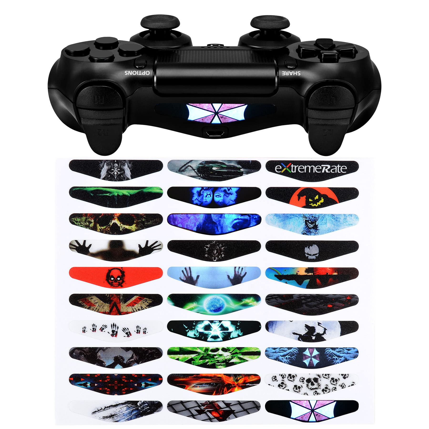 eXtremeRate 30 Pcs/Set Scary Design Controller Stickers for PS4 All Model Custom Game Accessories Light Bar for PS4 Slim Pro Controller Skins - Walmart.com