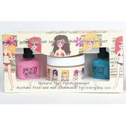 Piggy Polish 3pc Kit, Blue and Pink + Scratch Sugar Scrub Nail Polish Remover, .46 fl oz bottles + 2 oz sugar scrub remover
