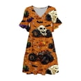 thumbnail image 5 of Stamzod Pajama Dress for Women Short Sleeve Halloween Night Gown with Pocket Ruffled V-Neck Short Sleep Shirt S, 5 of 5
