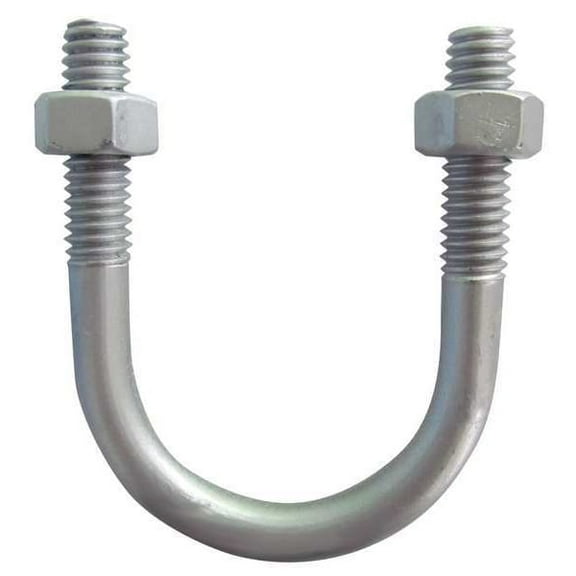 Round U-Bolt, 5/16"-18, 3 in W, 3 11/16 in H, Plain Aluminum