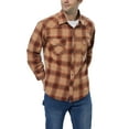 thumbnail image 5 of COEVALS CLUB Mens Flannel Long Sleeve Shirts Corduroy Lined Snap Button Up Cotton Western Plaid Shirts (Brown Plaid/4XL 4#), 5 of 6