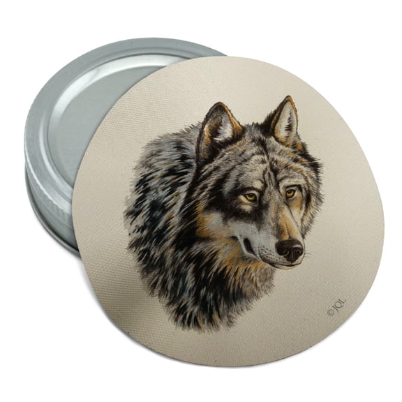 Wild Wolf Head Round Rubber Non-Slip Jar Gripper Lid Opener