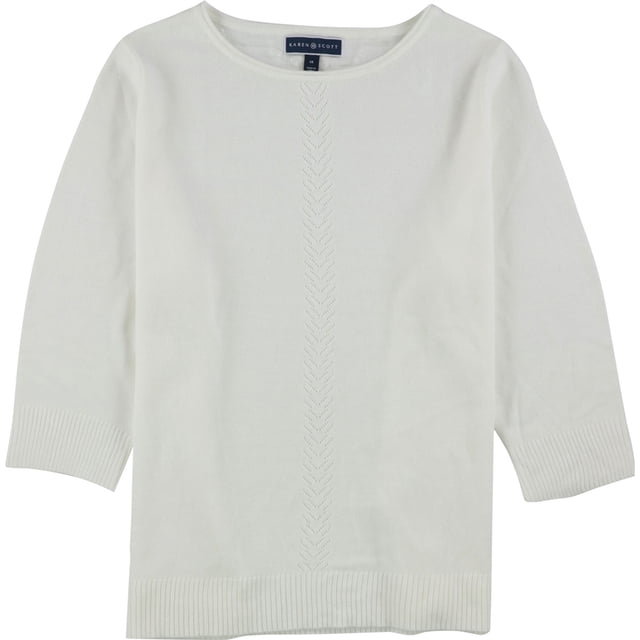 Karen Scott Luxsoft suéter para mujer, color blanco roto, 1X
