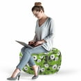 thumbnail image 2 of Floral Pouf Cover with Zipper, Digitally Generated Flower Type with Big Leaves, Soft Decorative Fabric Unstuffed Case, 30" W X 17.3" L, Lime Green Multicolor, by Ambesonne, 2 of 5