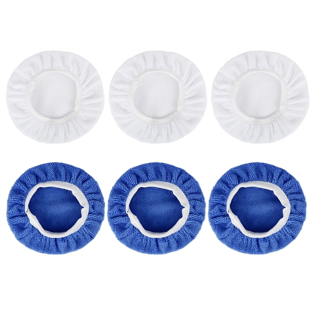 6uds 7-8 Pulgadas Profundo Azul Blanco Coche Cera Pulido Almohadilla Lavable Cubiertas
