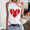 thumbnail image 2 of WNEGSTG Women's Baseball Sleeveless T Shirt Round Neck Slim Fit Tank Tops, 2 of 5