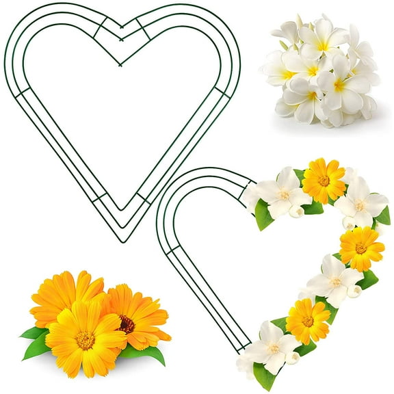 Cheers.US Heart Shaped Metal Floral Wreath Frame for Flowers, DIY Summer Wreath for Front Door Metal Wreaths Frames for DIY Artificial Garland Wreath