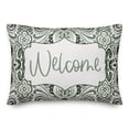 thumbnail image 2 of Creative Products Welcome Green and White Paisley Pattern 14x20 Indoor / Outdoor Pillow, 2 of 3