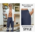 thumbnail image 2 of QDG Mens Cotton Linen Pants Elastic Waist Drawstring Loose Casual Summer Beach Pants Navy Blue M– For Relaxed Fit, Consider Sizing Up, 2 of 9