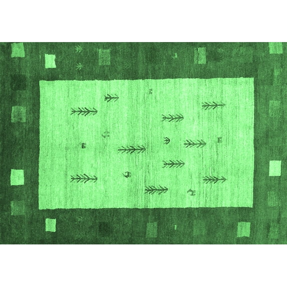 Ahgly Company Indoor Rectangle Abstract Emerald Green Contemporary Area Rugs, 3' x 5'